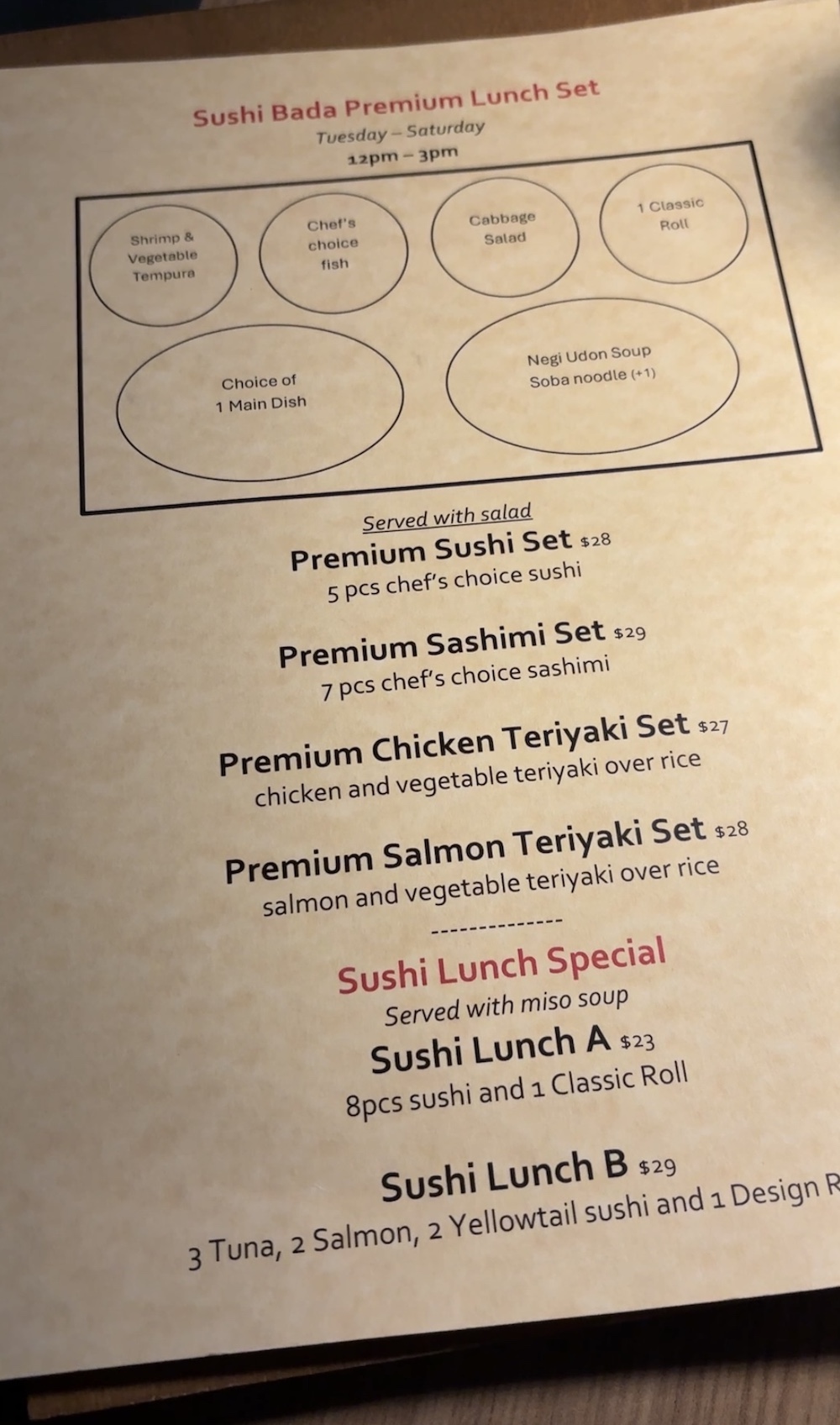 Sushi Bada Cliffside Park Lunch Special